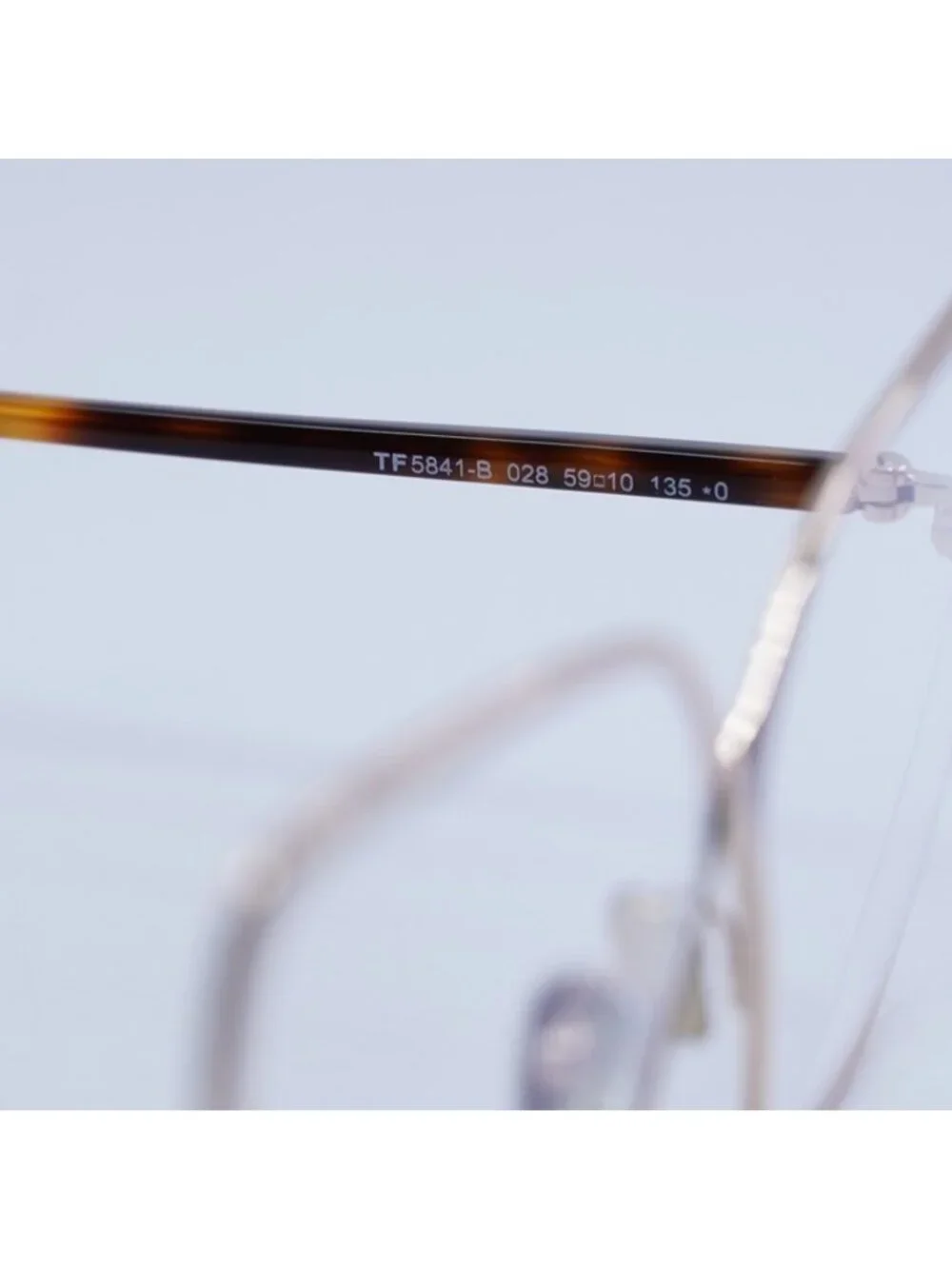 Tom Ford FT5841-B 028 Eyeglasses Gold 59mm Square Frame, Clear/Blue Lenses